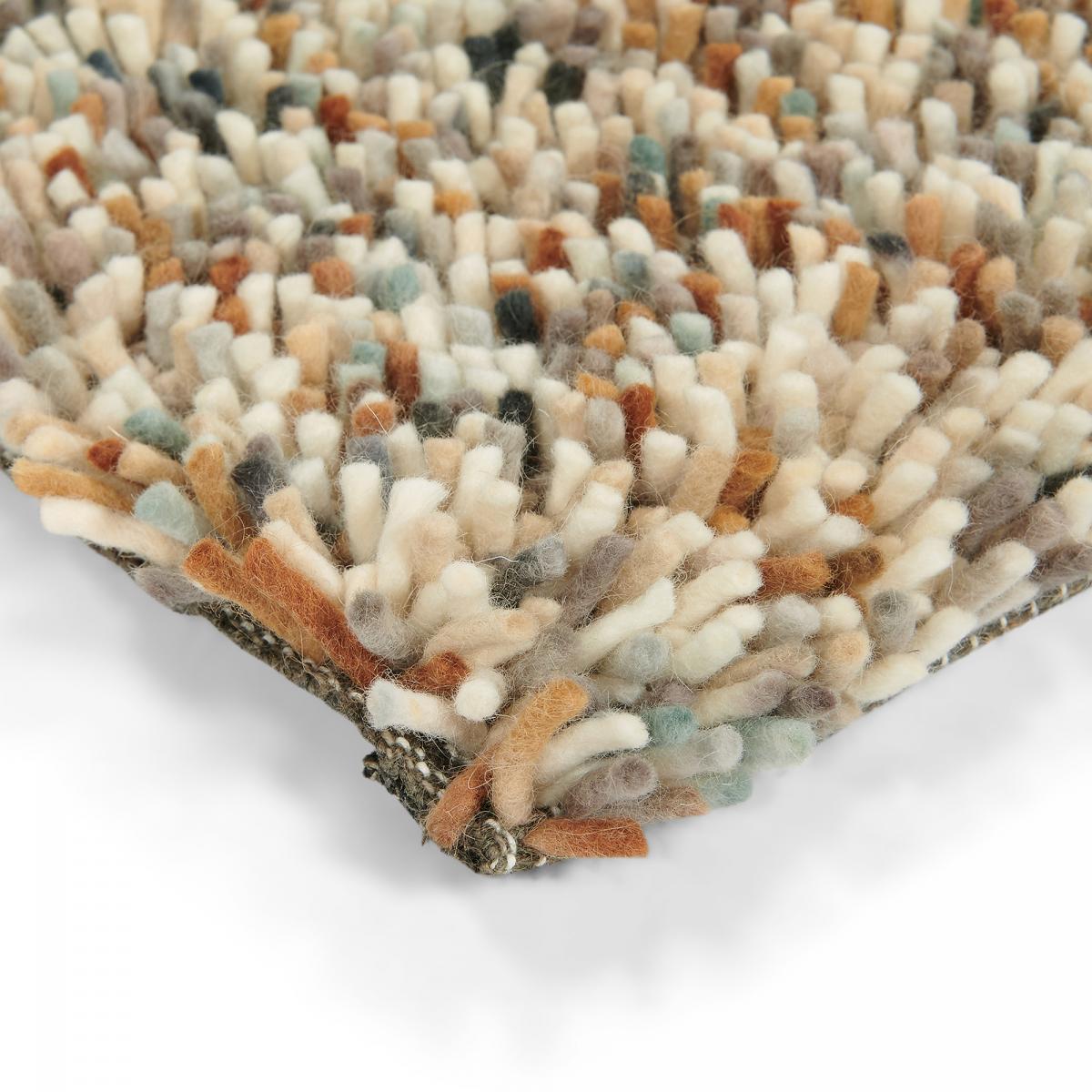 Tapis longs poils shaggy tissé en laine motif faux uni ULYO