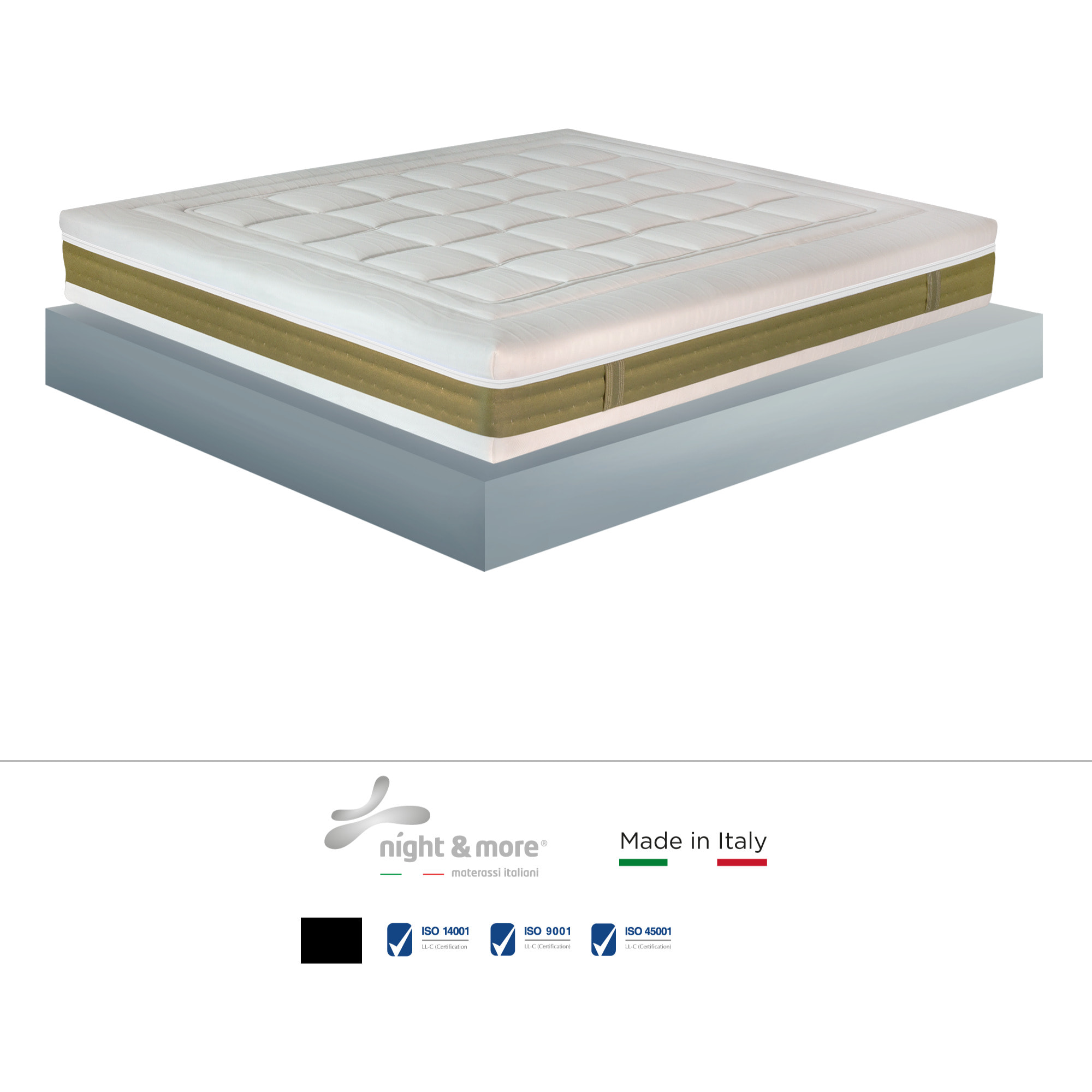 "ELEGANCE FOAM" H25 cm 140x190 2 guanciali Memory OMAGGIO 5 strati in FOAM arrotolato