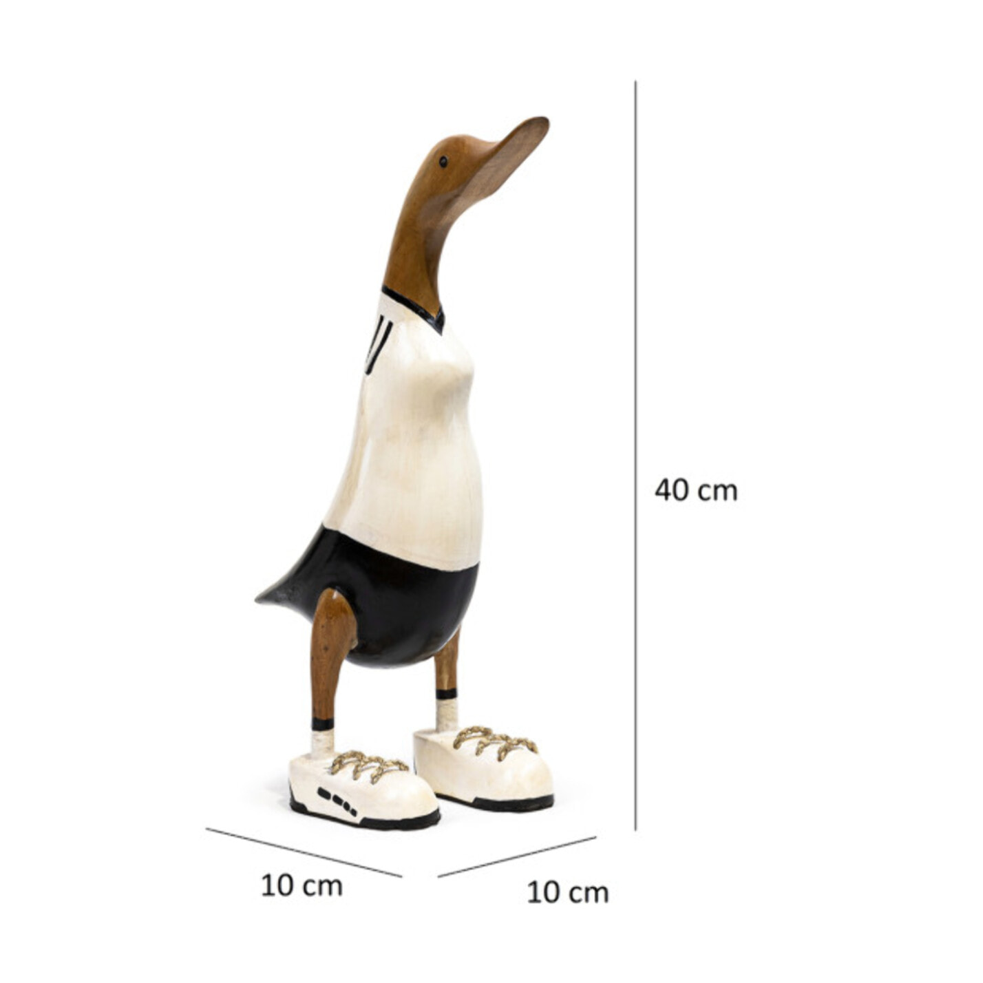 Statue H. 40 cm canard maillot blanc en bois de teck - DUCK
