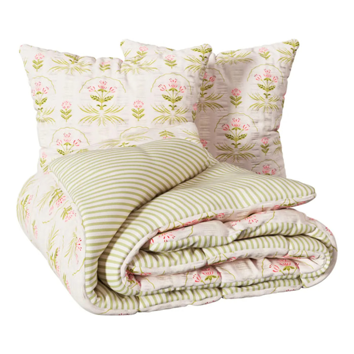 Parure de lit imprimée Fleur de rose 240x220cm en coton