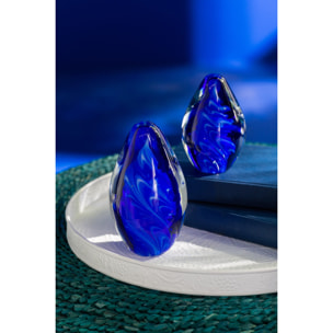 J-Line presse-papier Polypus Oval - verre - transparent/bleu - small
