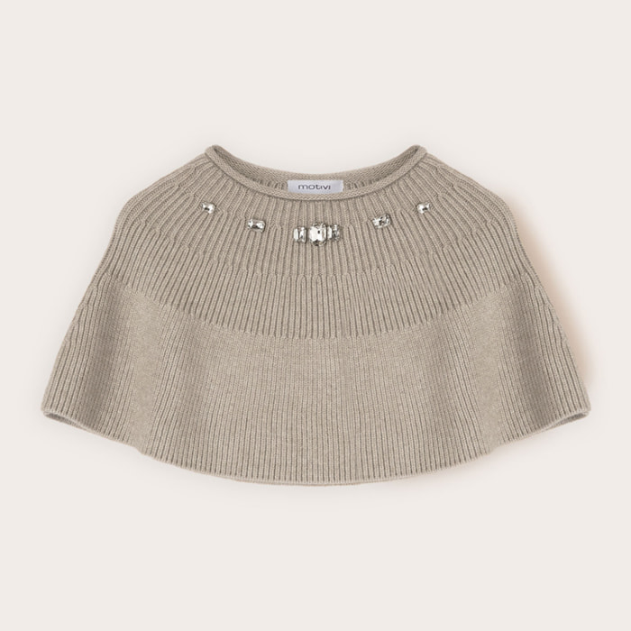 Motivi - Coprispalle in maglia a coste con pietre - Beige