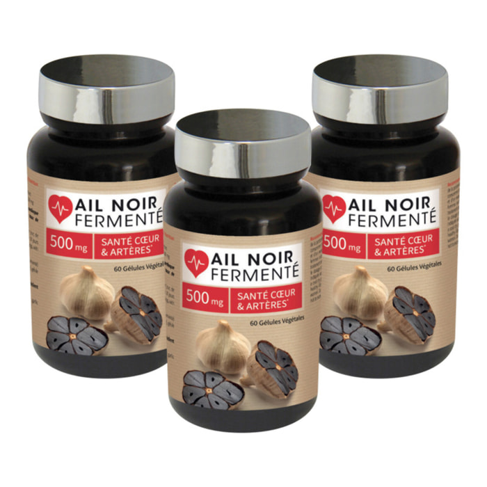 NUTRI EXPERT - Ail Noir Fermenté - Contribue au maintien de la santé cardiaque et vasculaire - Sans gluten - Lot de 3 produits