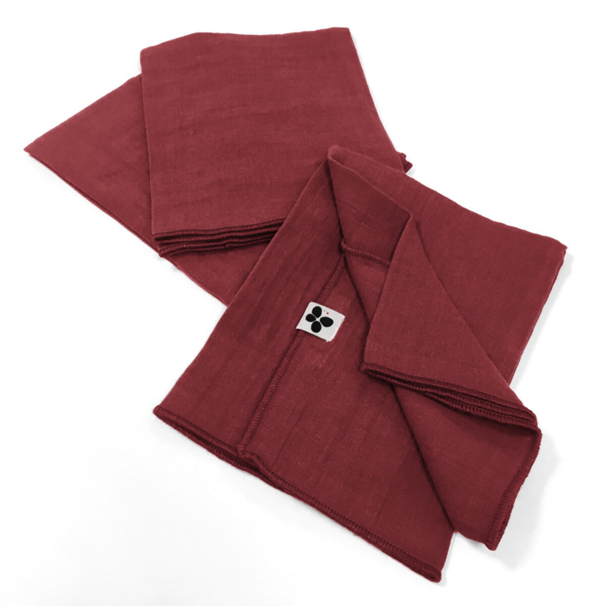 Lot de 3 serviettes de table "Gaïa" 40 x 40 cm "Gaze de Coton" - Gaïa Lie de Vin