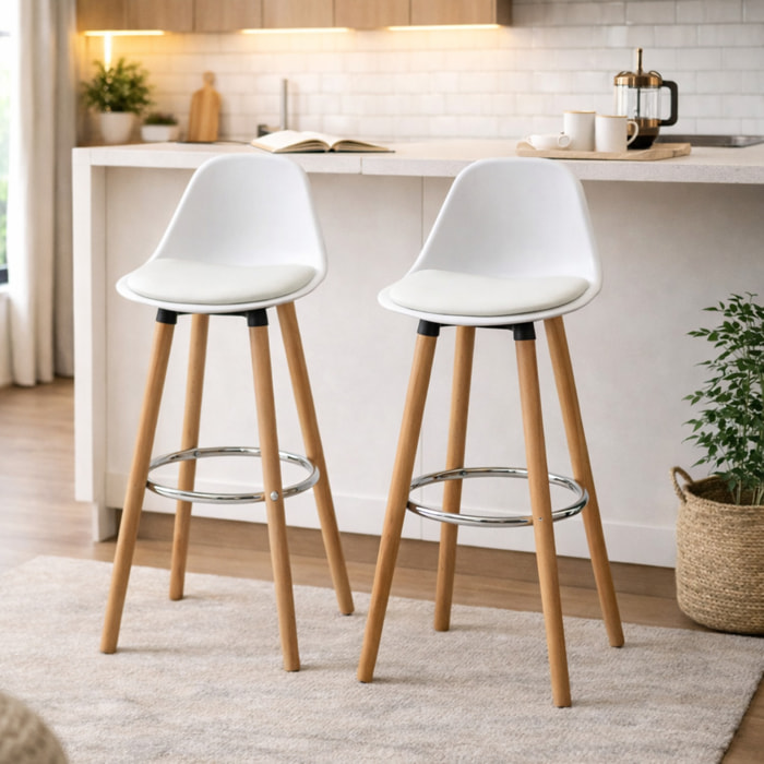 Lot de 2 tabourets de bar – Assise rembourrée – Style moderne