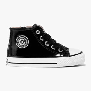 Girl's Black Hi-Top Sneakers Patent Leather