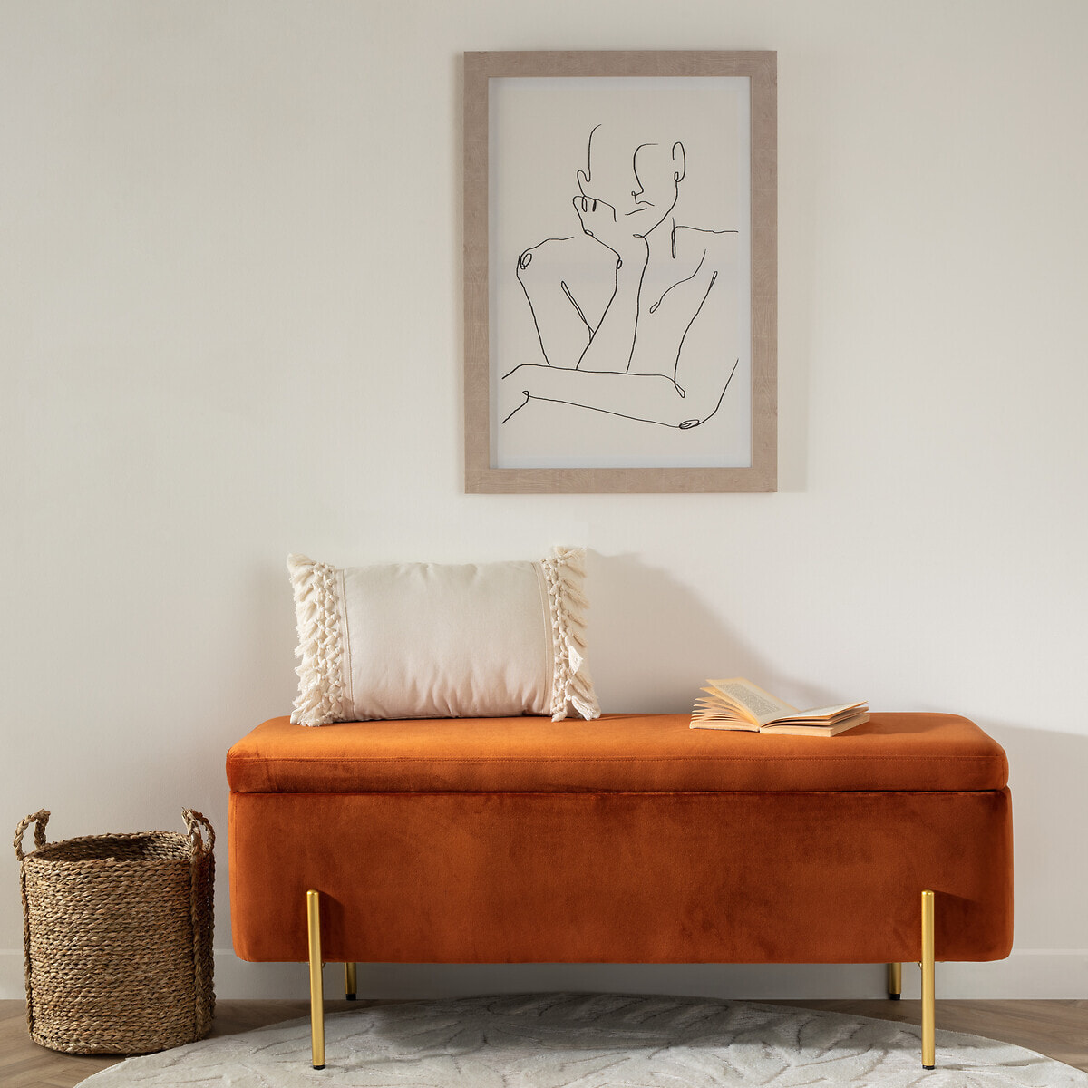 Coussin "Macra" en macramé blanc ivoire 30x50cm