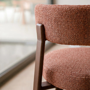 Lot de 2 chaises en tissu texturé brun canelle, pieds en métal - Aura