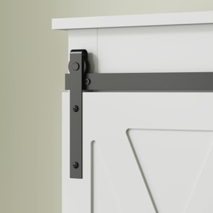 Mueble sobre Inodoro Armario sobre Inodoro con Puerta Corredera de Granero y 6 Compartimentos Mueble de Baño Rústico 67x25x172 cm Blanco