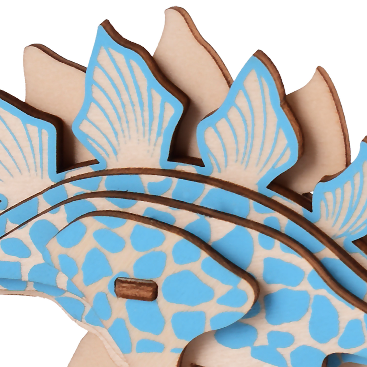 Puzzle 3D in legno. Design di Stegosaurus. 9 pezzi.