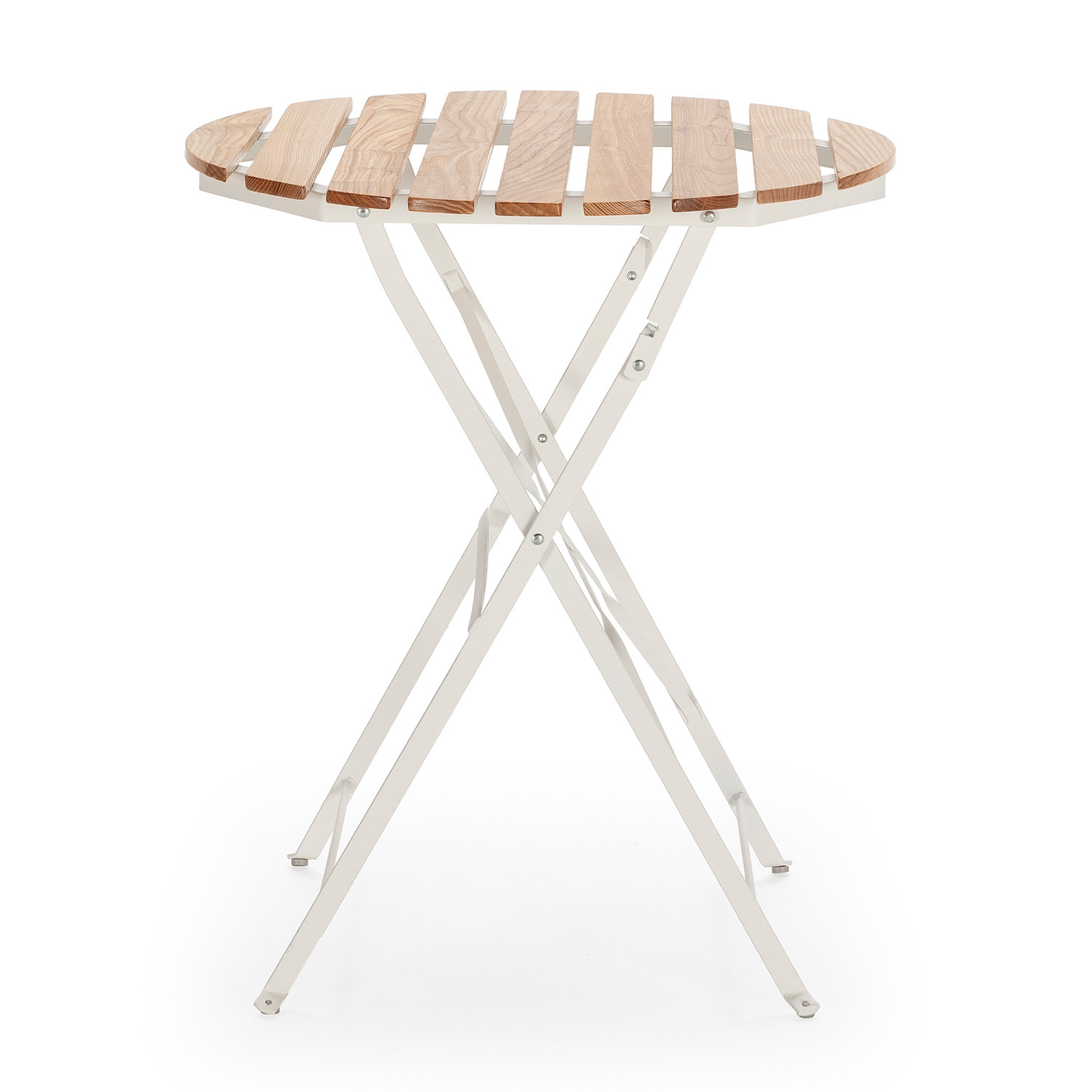 Mesa de Jardín Plegable Ambar de Madera y Metal Blanco