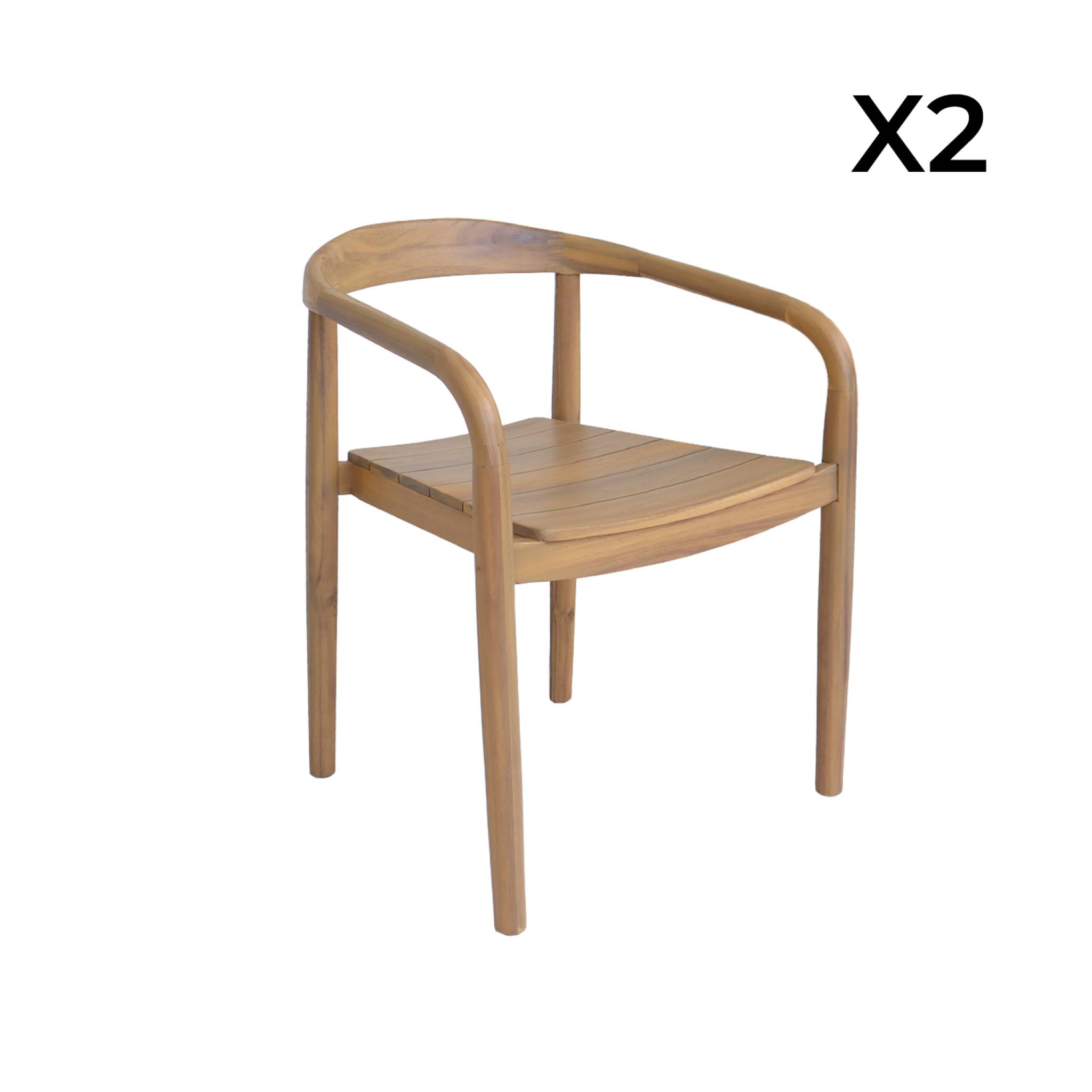 Fauteuil de jardin bois d'acacia (lot de 2) NAIO