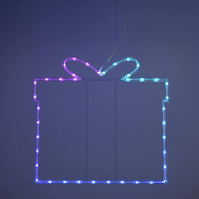 iluminación navideña caja de regalo con 40 luces led rgb y controlador 42x0,6x45cm