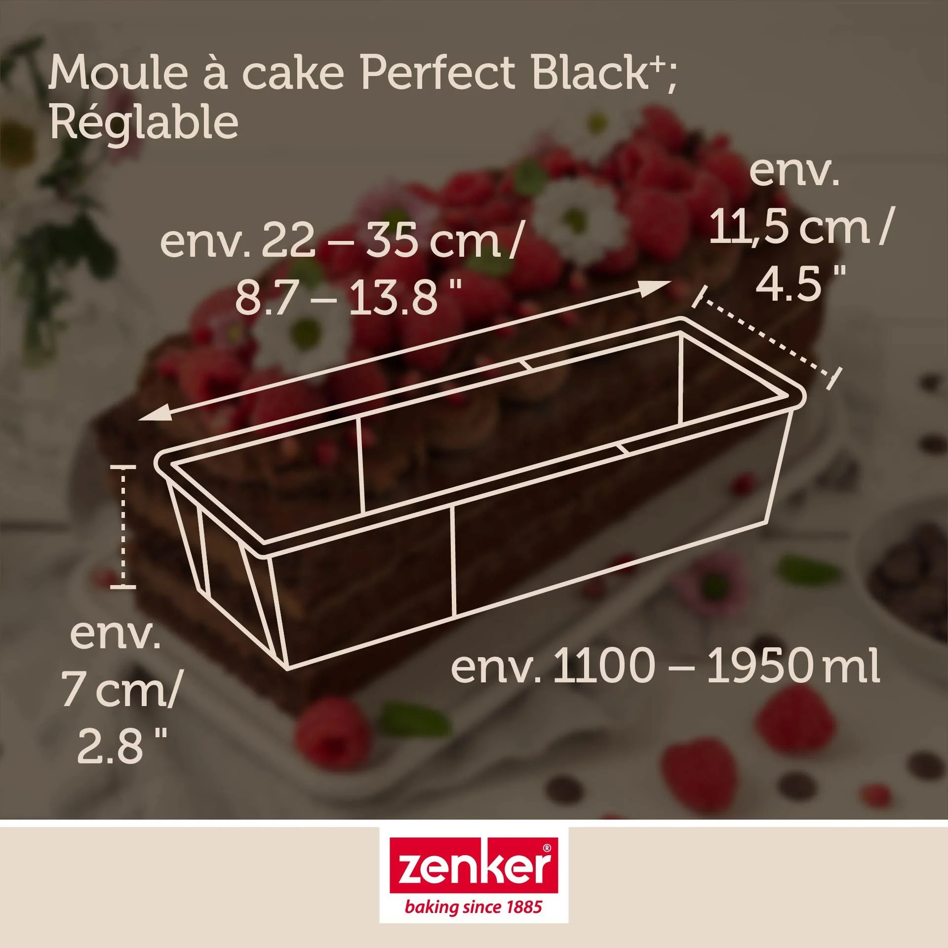 Moule à cake extensible 20 à 35 cm Zenker PerfectBack+