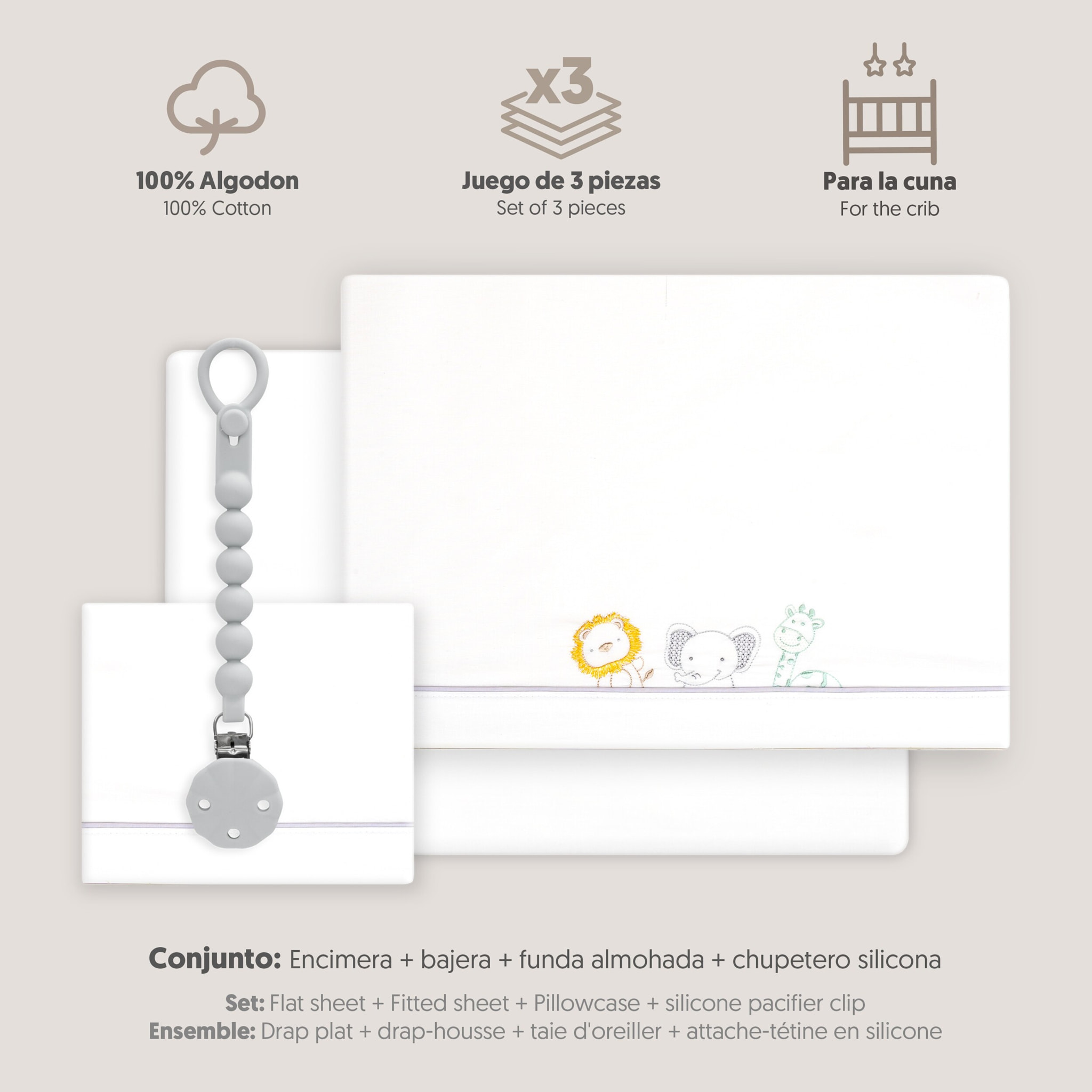 Triptico Cuna Selva + Broche Blanco