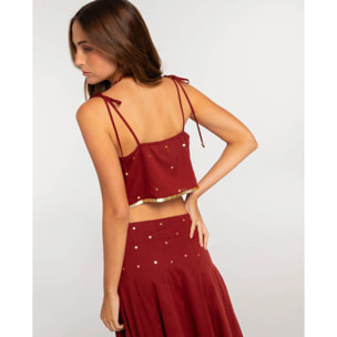Top de mujer corto con lentejuelas y tirantes