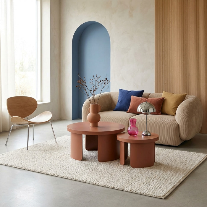 Set de 2 tables basses gigognes rondes   LUMA