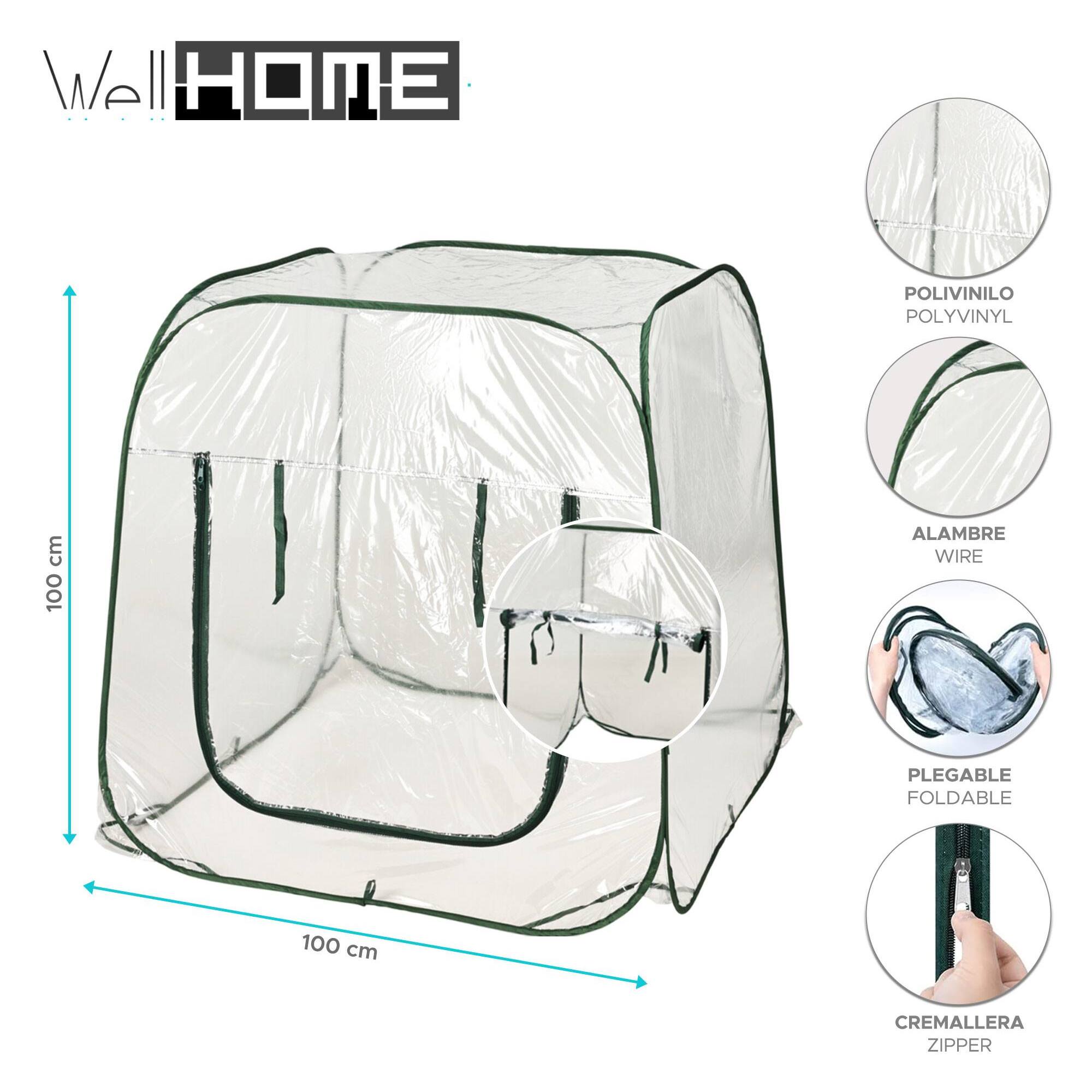 Well home invernadero pop-up de acero resistente 100x100x100cm