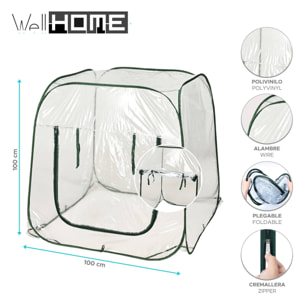 Well home invernadero pop-up de acero resistente 100x100x100cm