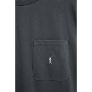 Camiseta gris piedra con bolsillo y logo Rigby Go