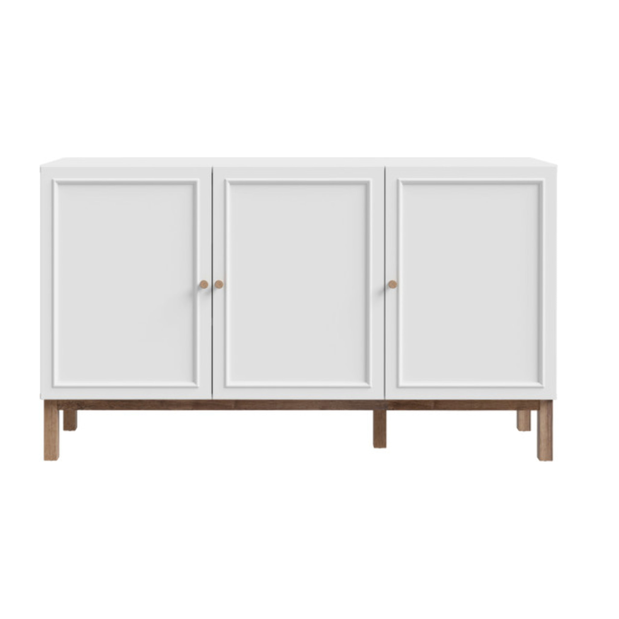 Buffet décor chêne et gris clair 150 cm 3 portes 1 tiroir - PENNY