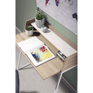 Escritorio Essential roble y blanco 90x100x54 cm