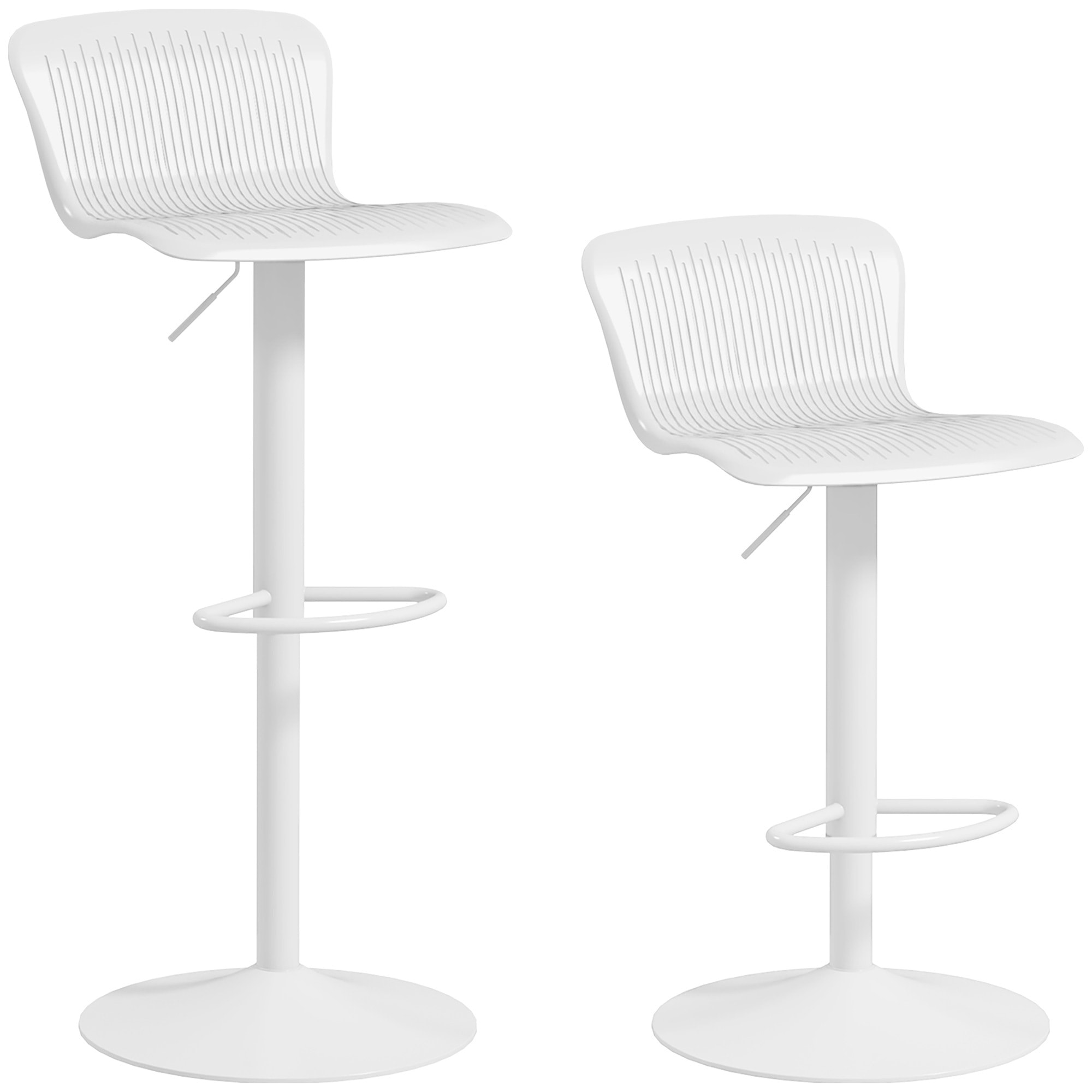 Conjunto de 2 Taburetes Altos de Cocina Sillas Altas de Cocina Giratorias con Respaldo y Altura Ajustable Carga 120 kg para Bar Salón Comedor Blanco