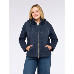 Fiorella Rubino - Piumino bimaterico leggero con cappuccio - Blu