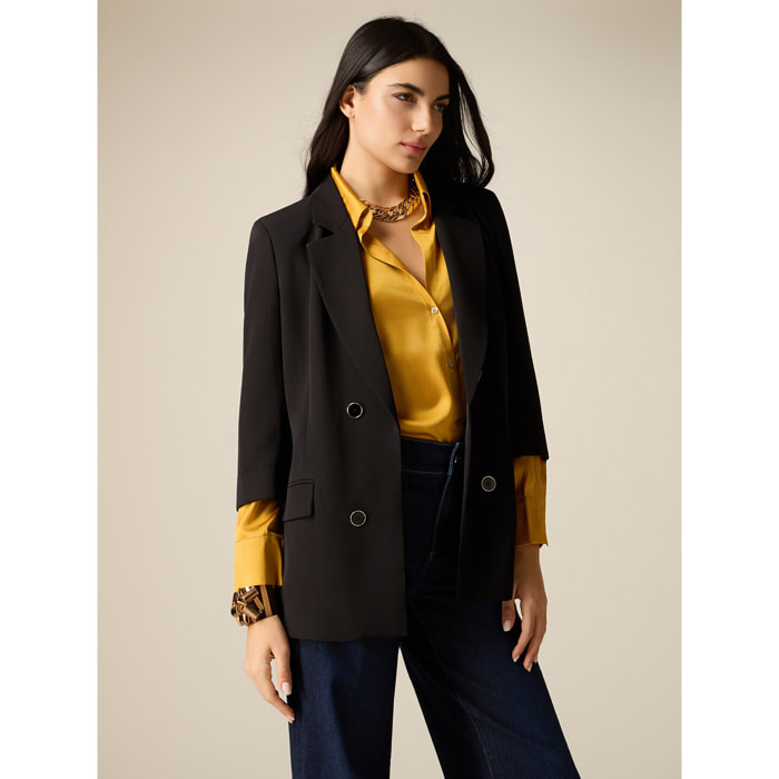 Oltre - Blazer de tejido crepé - Negro