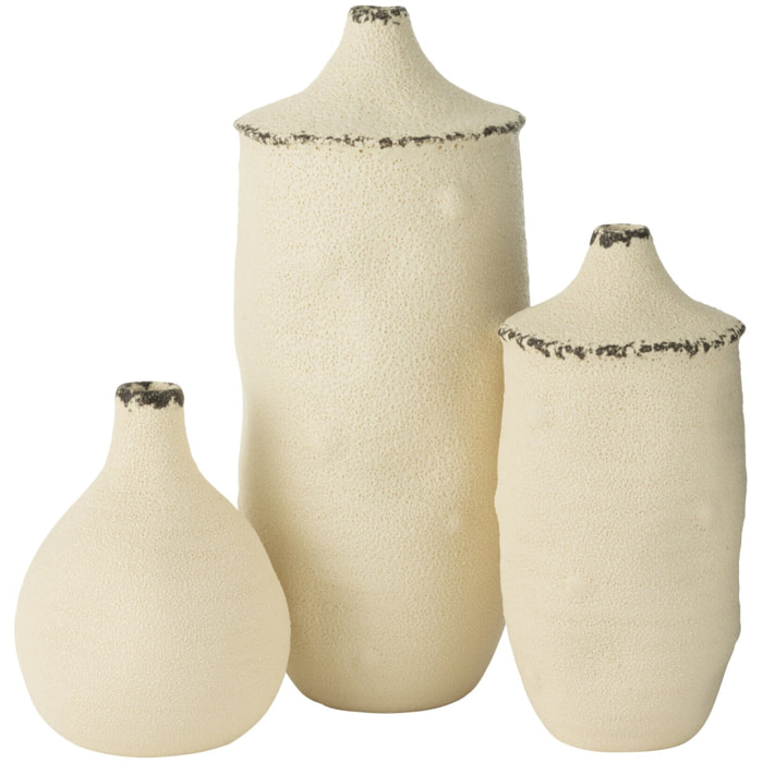 J-Line Vase Bay Gres Blanc/Noir Large