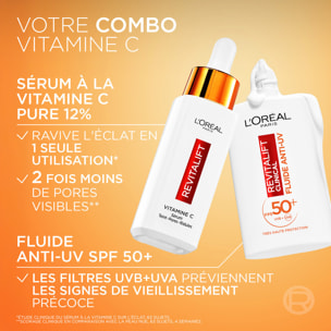 L’Oréal Paris Coffret deux produits Revitalift Clinical Sérum Teint Lumineux Vitamine C 30ml et Fluide Anti-UV FPS 50+ Vitamine