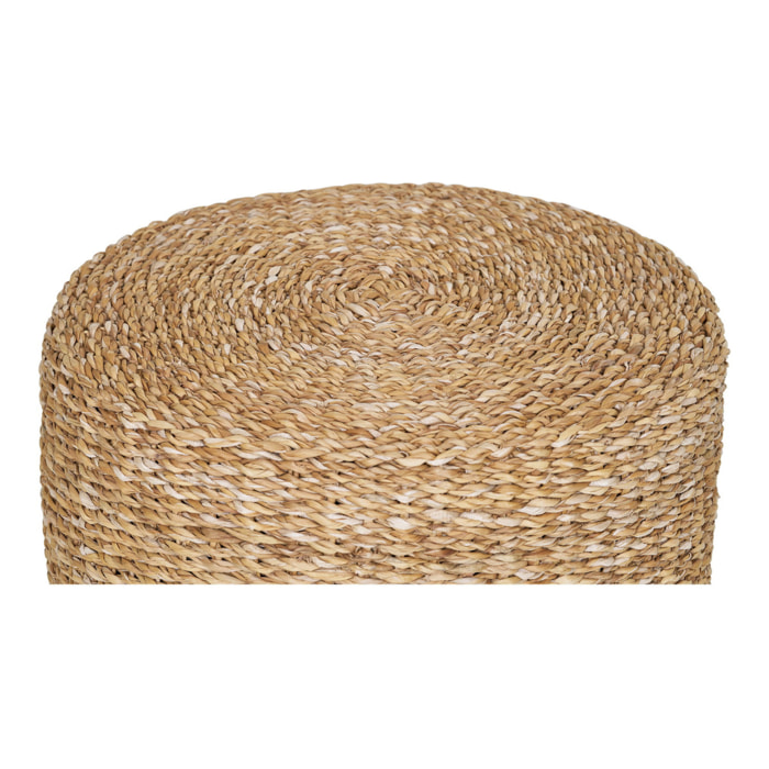Pouf Rivera in Seagrass e Cotone Naturale — Ø40×40 cm
