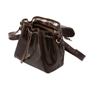 Borsa a secchiello da donna - Modello False - Vera pelle - 24.0 x 24.0 x 14.0 cm
