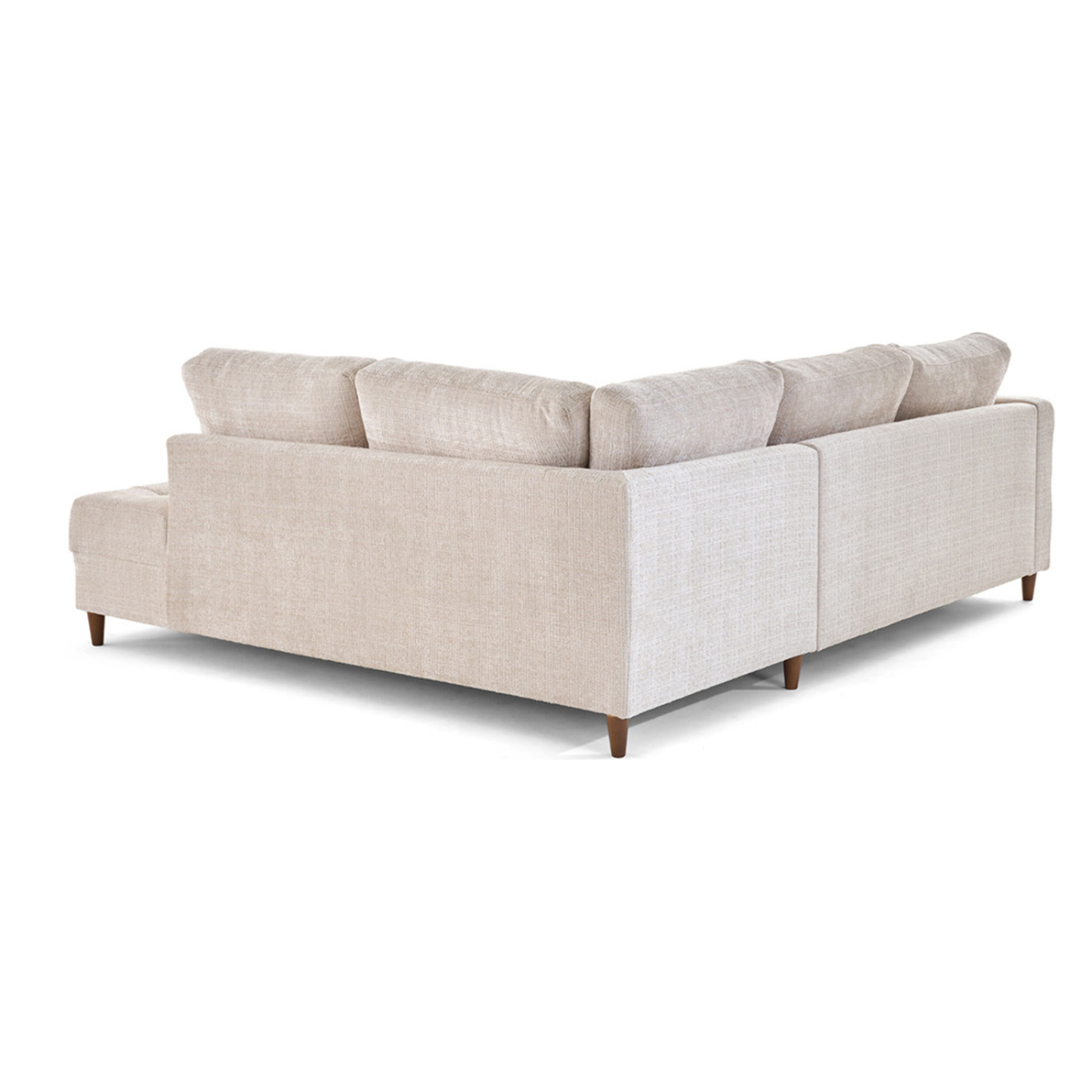 Anna - canapé d'angle droit 5 places convertible en velours texturé - Beige