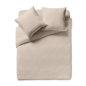 Parure de lit Housse de couette + Taie rectangle en gaze de coton lavée, TENDRESSE, Beige naturel