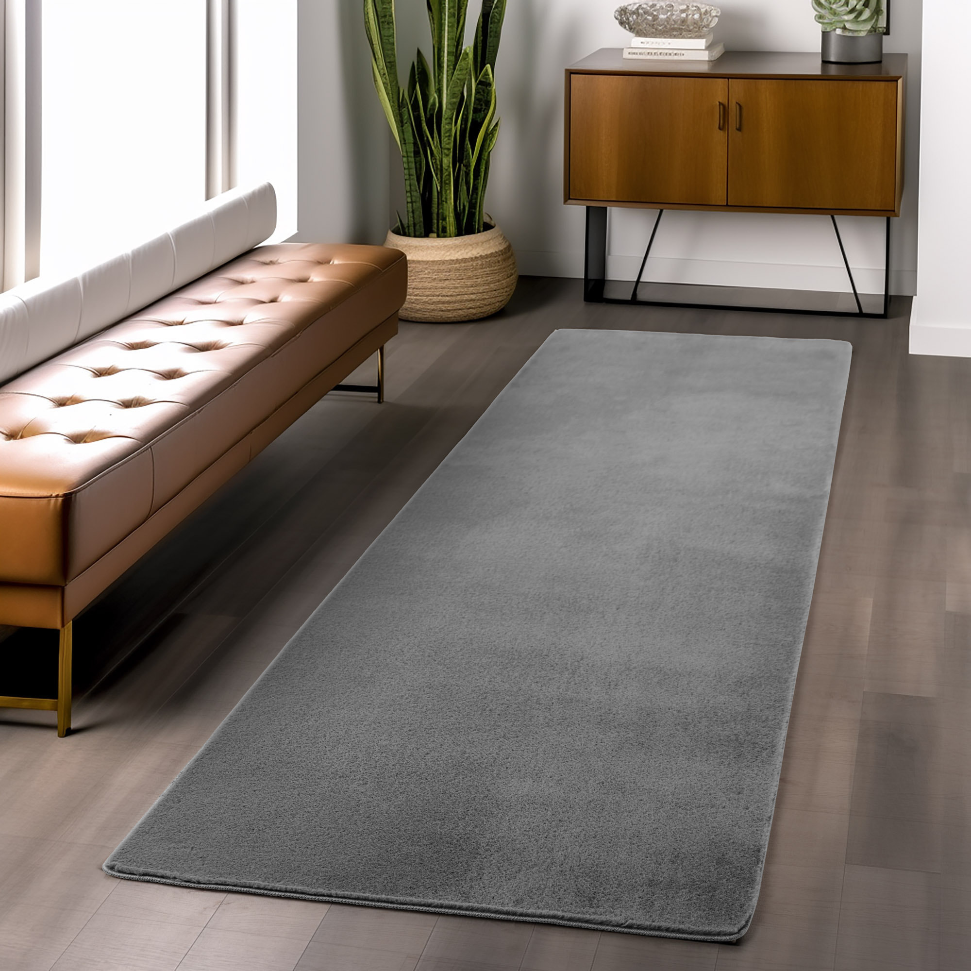 ALBA - Tapis doux gris à poils courts