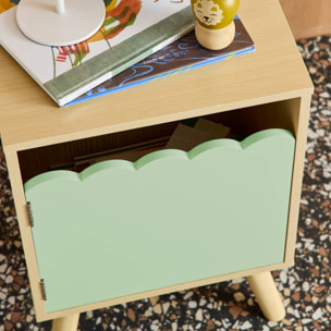 Table de chevet enfant décor bois 1 porte AZUR