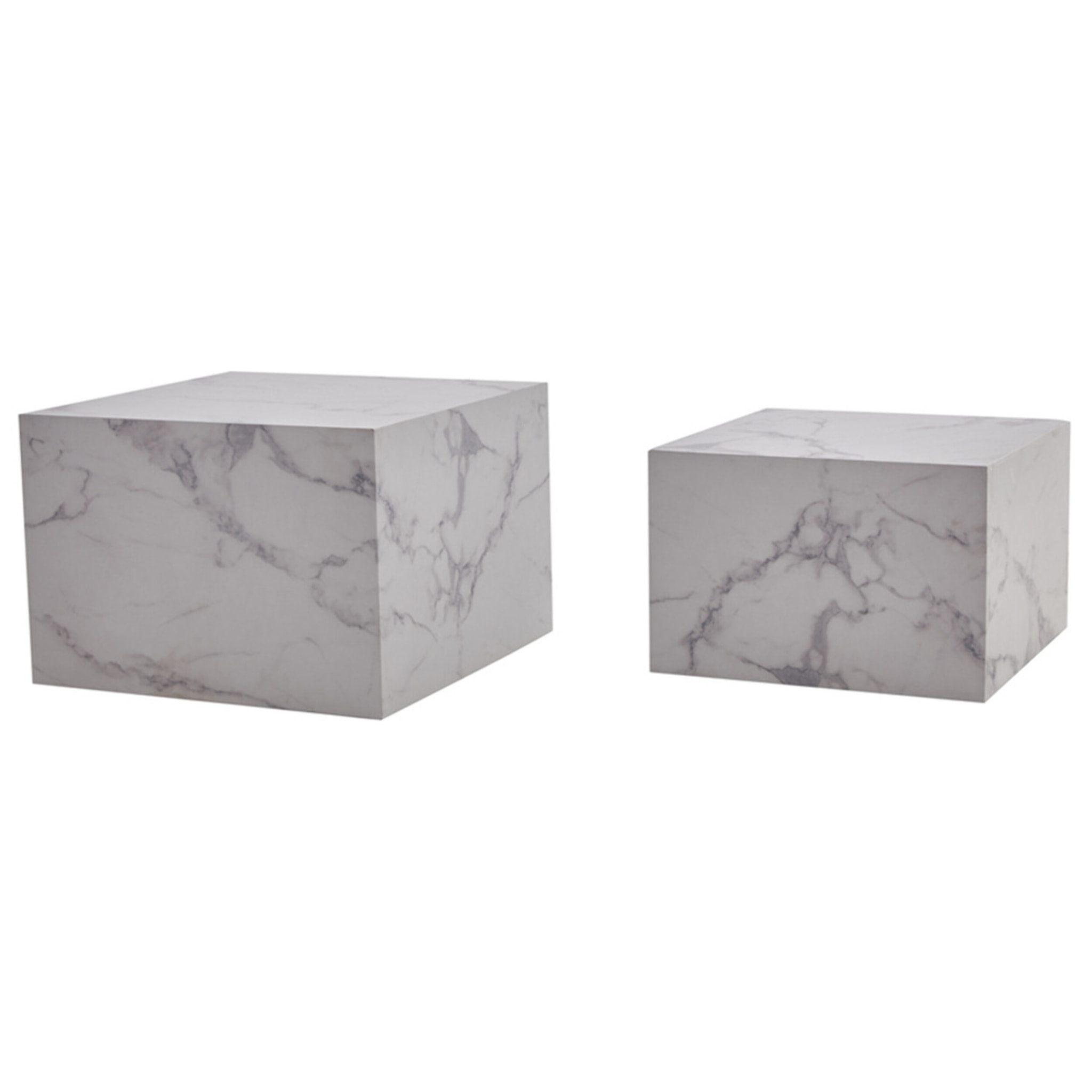 Fabio - lot de 2 tables basses - marbre blanc - Blanc