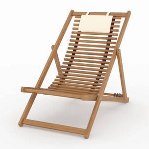 Chilienne de jardin en bois d'acacia et tissu écru - Nacpan