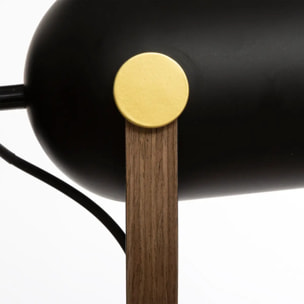 Lampe trépied "Bil" - noir - bois et doré - métal H45 cm