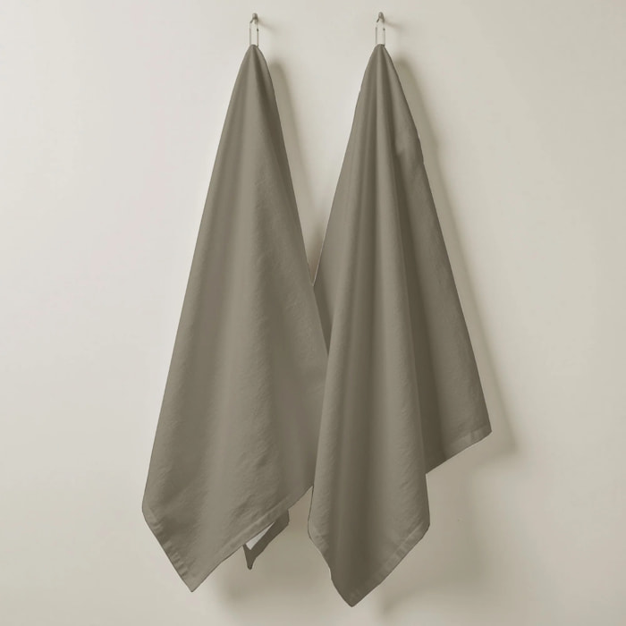 Lot de 2 torchons de cuisine 100% coton Harvard Taupe