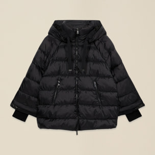 Oltre - Piumino corto con profili gioiello - Nero