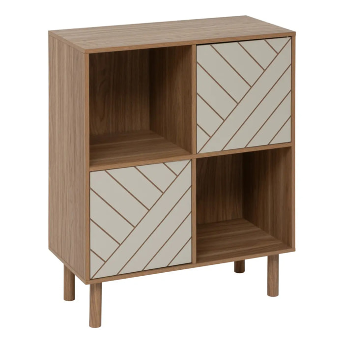 Etagère 4 cases Mix'N'Match bois et motif rayé