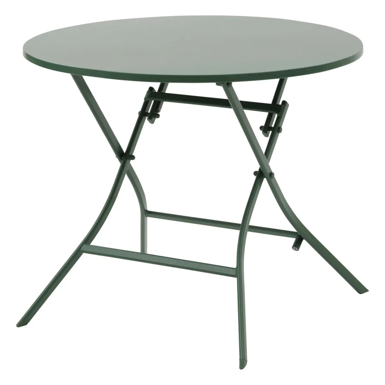 Table de jardin pliante ronde "Greensboro" vert olive 4 places en acier
