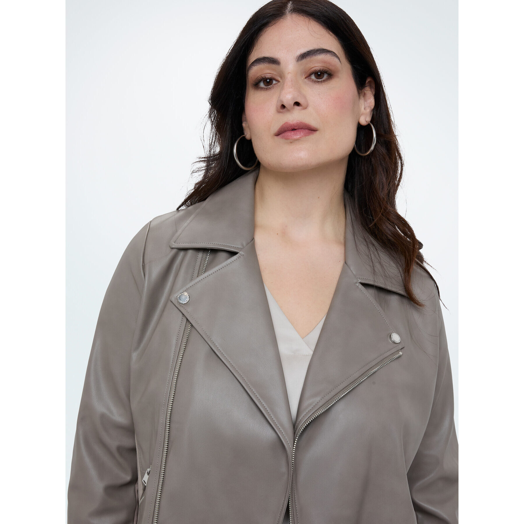 Fiorella Rubino - Giacca biker con inserti in tessuto stretch - Grigio