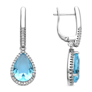 Pendientes con Circonita Aguamarina acabado plata