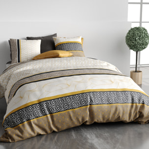 Parure housse de couette imprimé 100% coton - carioca - noir