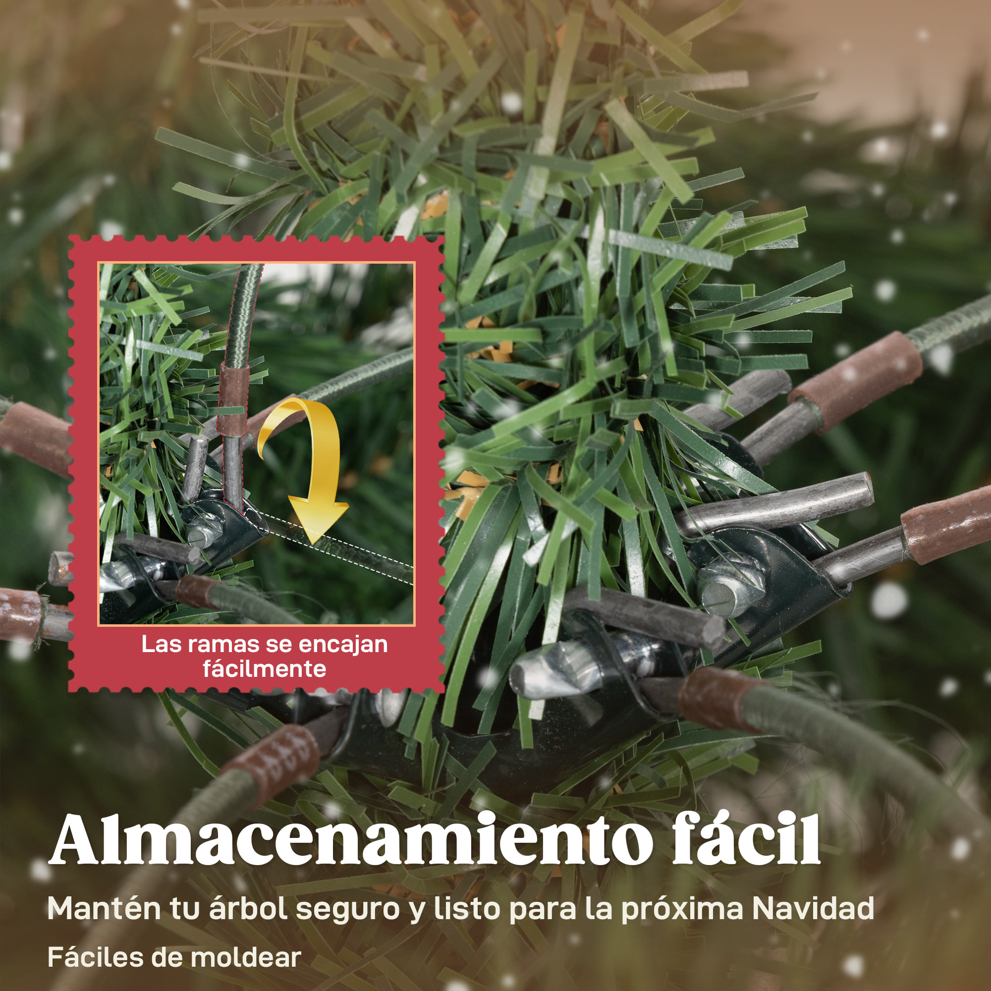 Árbol de Navidad Artificial 150 cm, Ramas Realistas con Efecto Nieve, Árbol de Navidad con Soporte de Acero, Base Plegable, Montaje Rápido, Decoración Navideña para Hogar, Fiesta