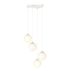 Lampada a sospensione ROYAL in acciaio bianco e oro