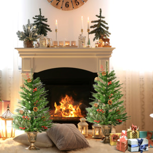 Juego de 2 Piezas de árbol de Navidad Artificial 90cm con Maceta 110 Ramas Verde